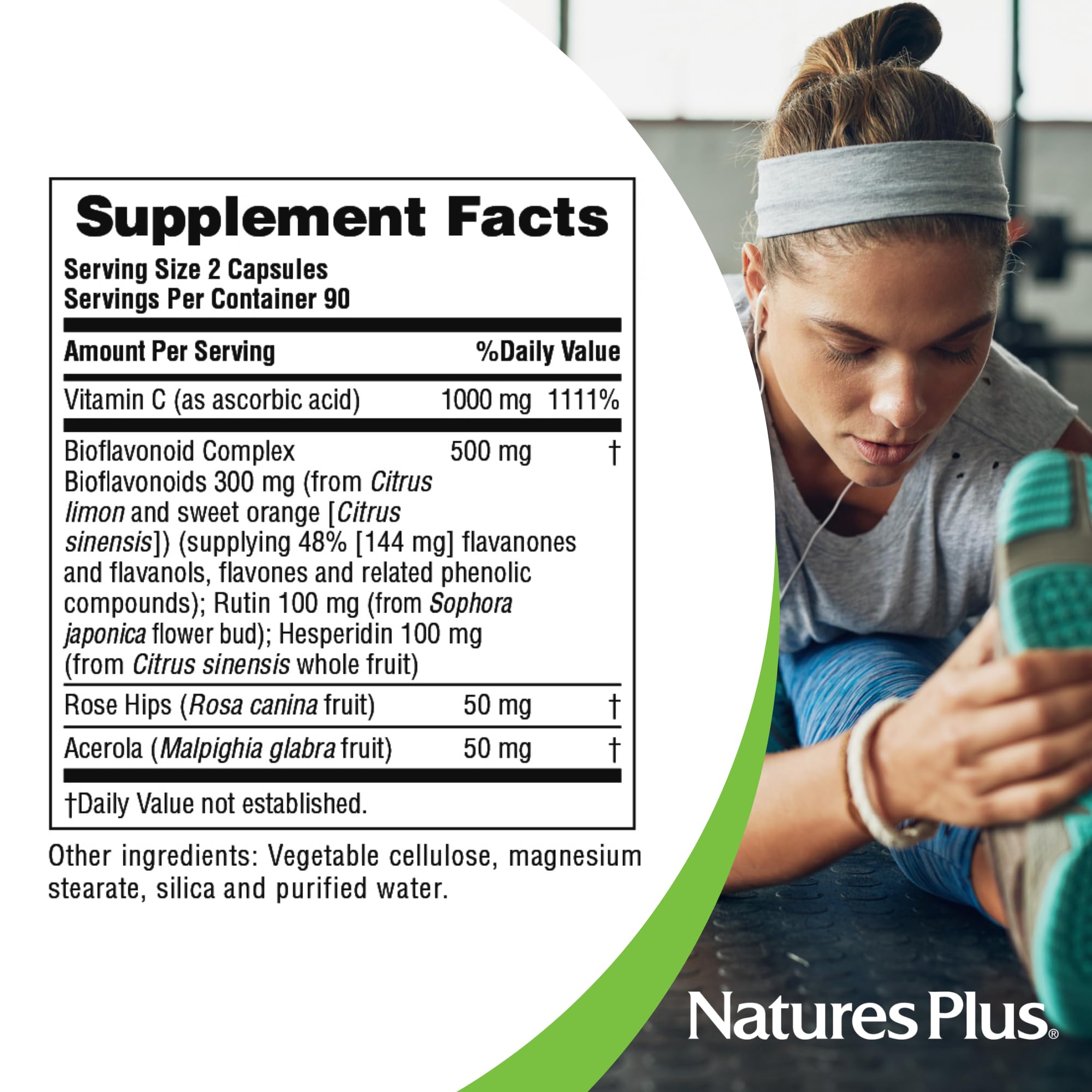 NaturesPlus Super C Complex label design highlights bioflavonoids and vegan gluten-free formula