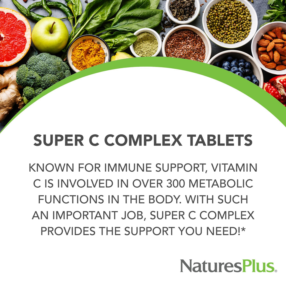 NaturesPlus Super C Complex label detail highlighting bioflavonoids and gluten-free claim