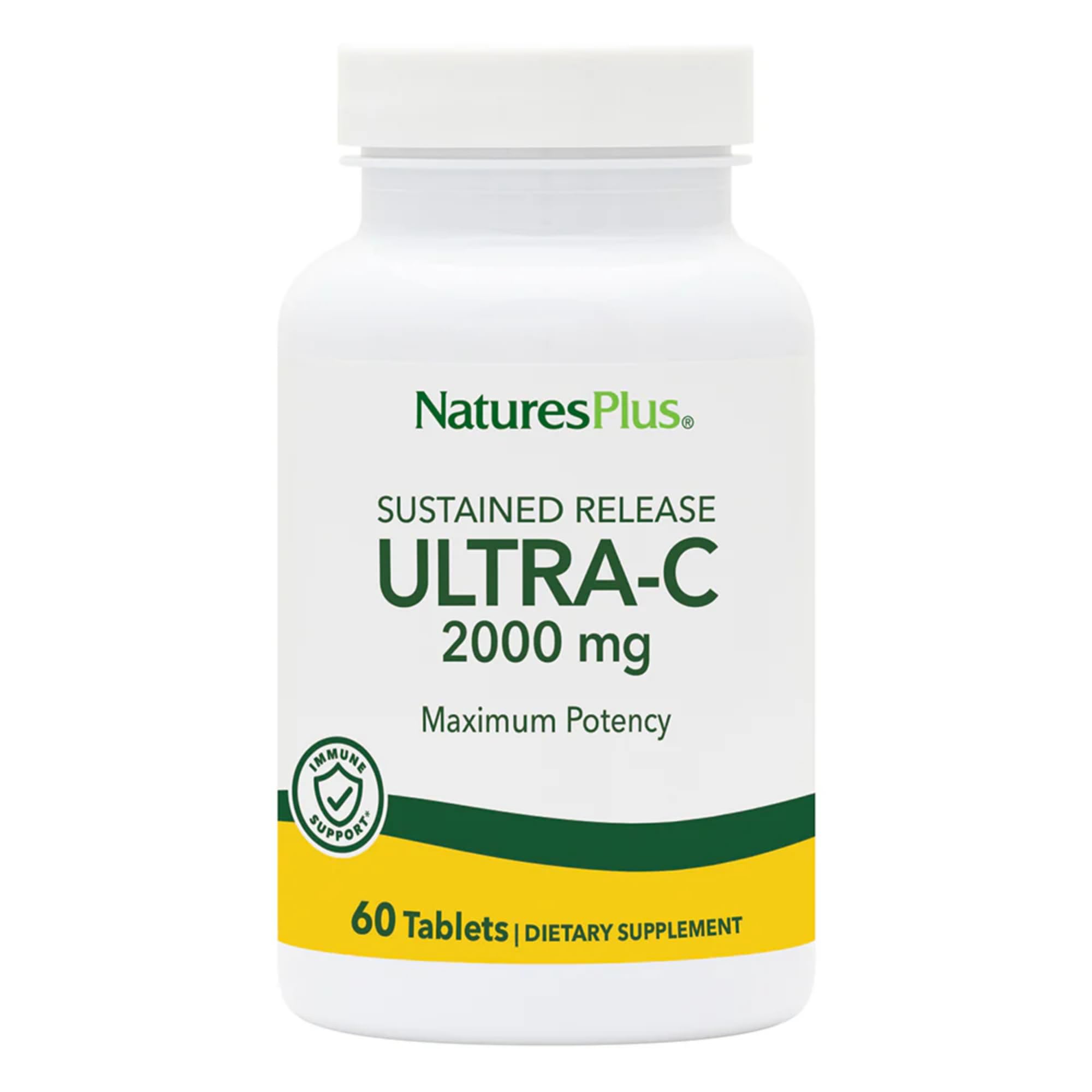 NaturesPlus Ultra-C 2000 mg bottle showing high-dose vitamin C for daily immune support.