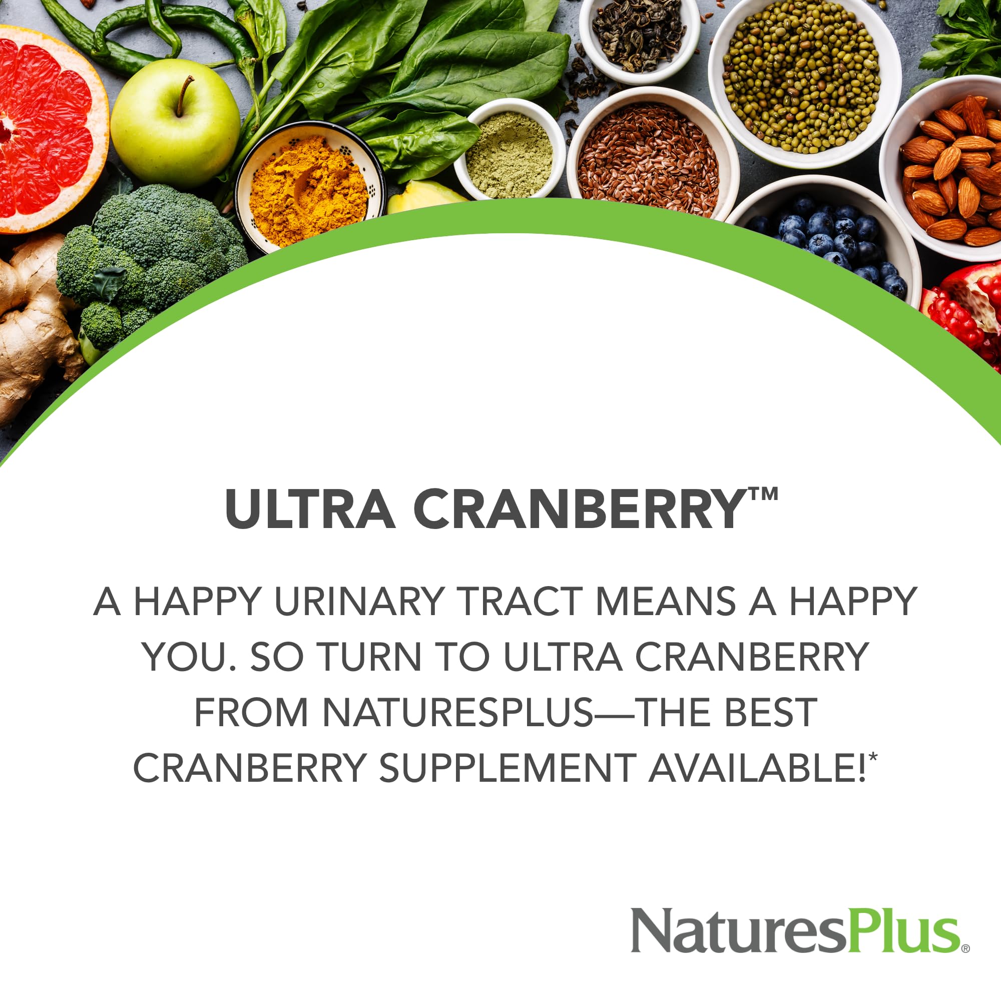 NaturesPlus Ultra Cranberry tablets close-up showing easy-to-swallow pills