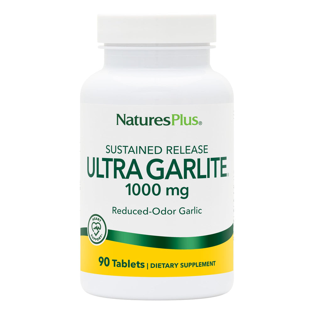 NaturesPlus Ultra Garlite odorless pills for odor-free daily garlic support.