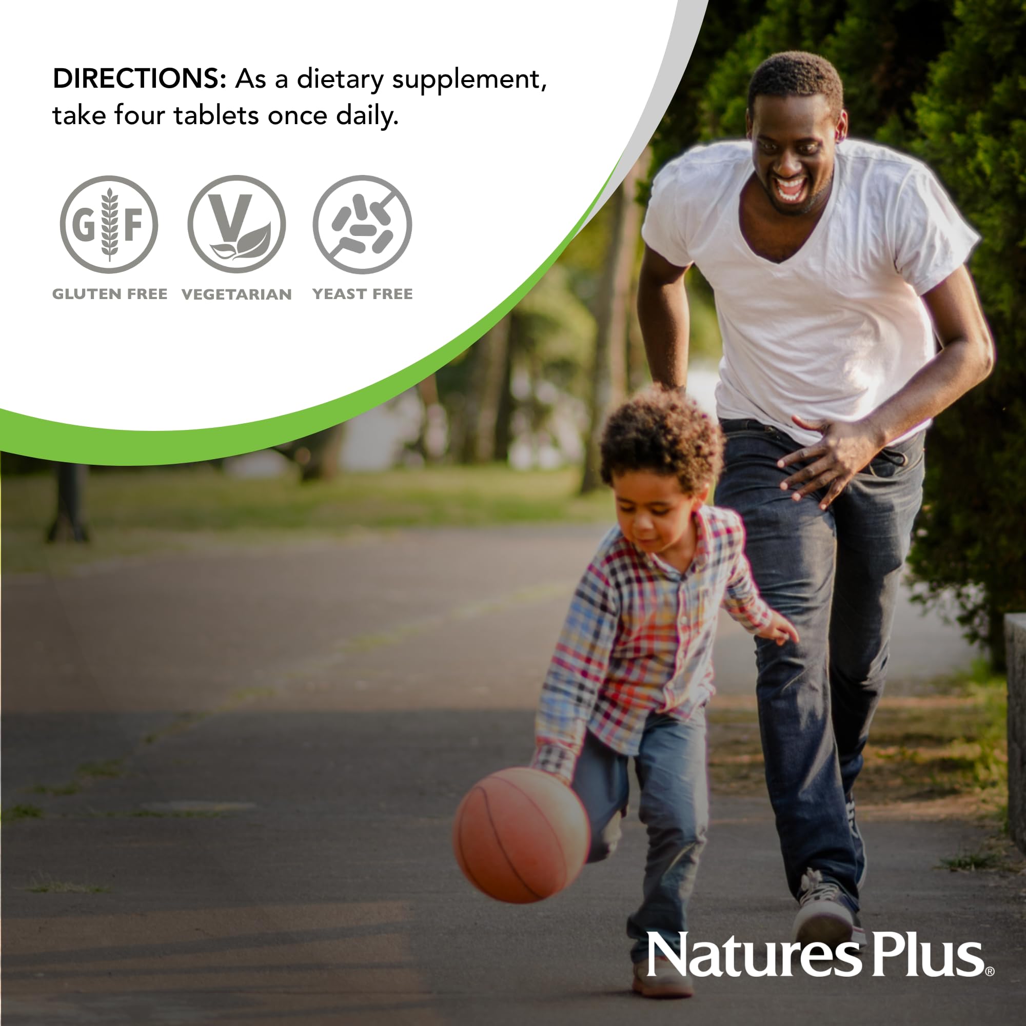 Natures Plus Ultra Hair Mini Tablets glass bottle on shelf signals premium gluten-free formula