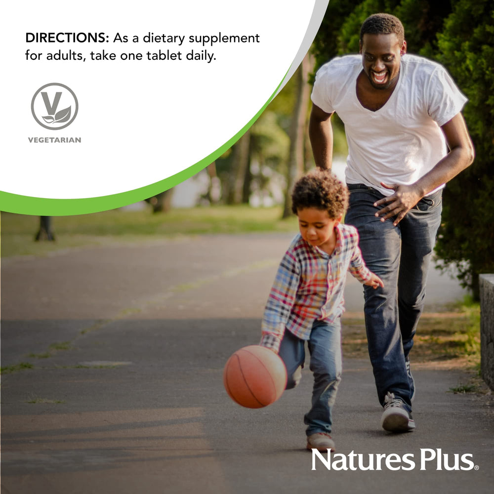 NaturesPlus Ultra II Daily bottle with tablets beside water glass for routine use
