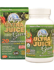 NaturesPlus Ultra Juice Green bottle front with green tablets for daily wellness