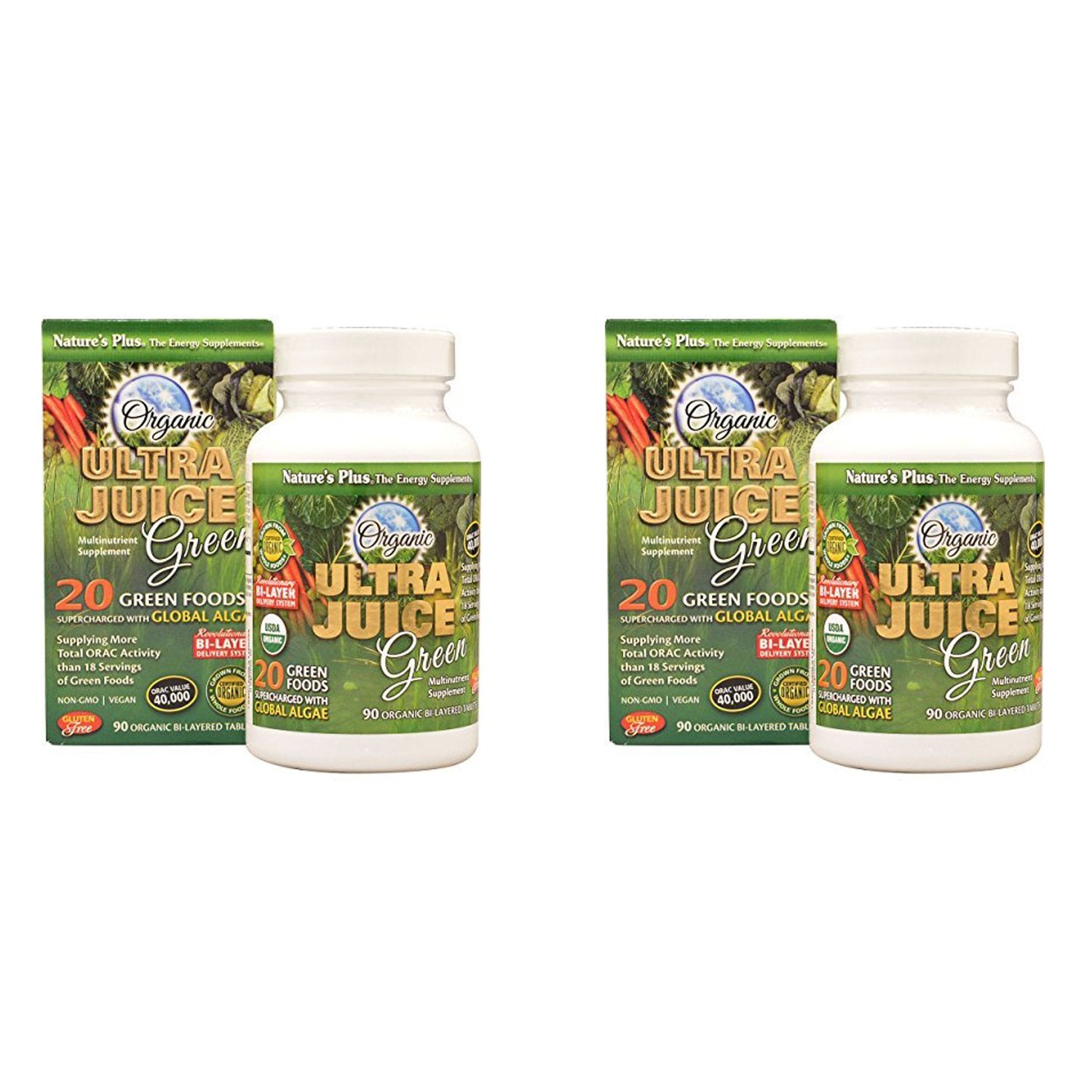 NaturesPlus Ultra Juice Green close-up of tablets highlighting immune support and digestion