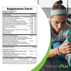NaturesPlus Ultra Juice ingredients list showing 32 whole fruits and vegetables.