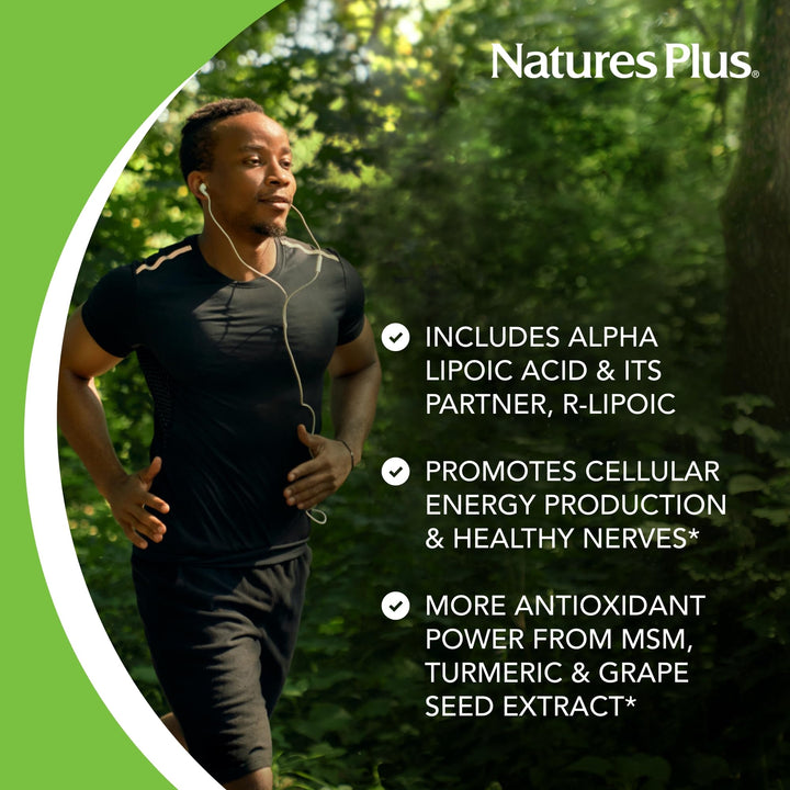 NaturesPlus Ultra Lipoic label detail highlighting quality manufacturing.