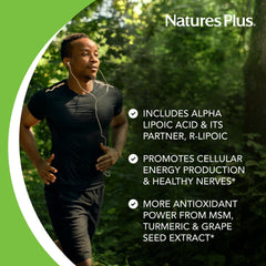 NaturesPlus Ultra Lipoic label detail highlighting quality manufacturing.