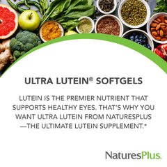 NaturesPlus Ultra Lutein 20 mg softgels close-up emphasizing high potency