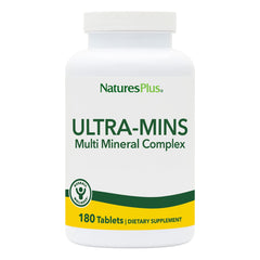 NaturesPlus Ultra-Mins bottle front view showing vegan mineral formula for daily support