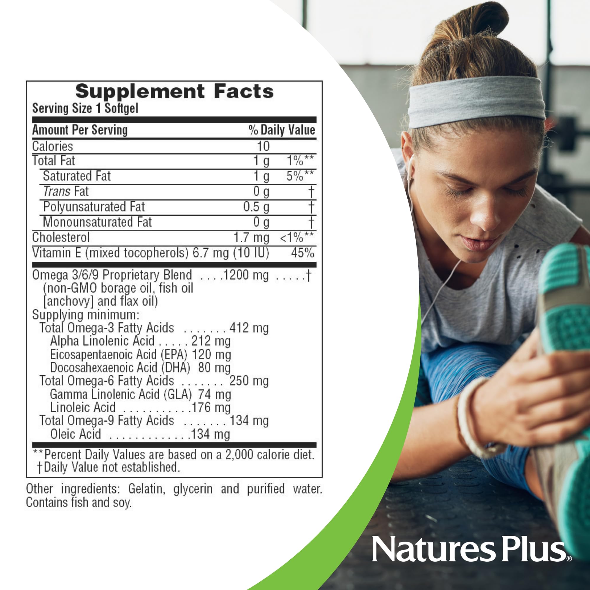 NaturesPlus Ultra Omega 3 6 9 pour to illustrate easy serving