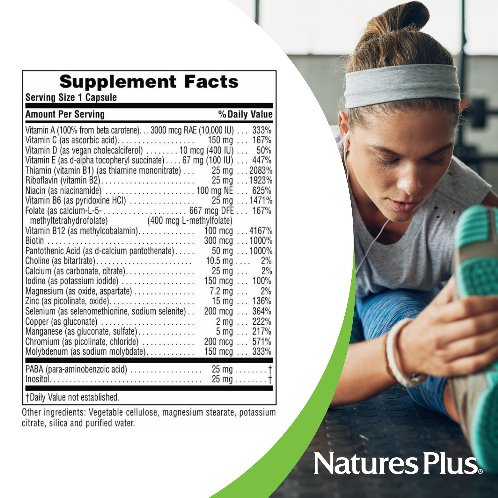 NaturesPlus Ultra One Daily Iron Free old vs new packaging shown.