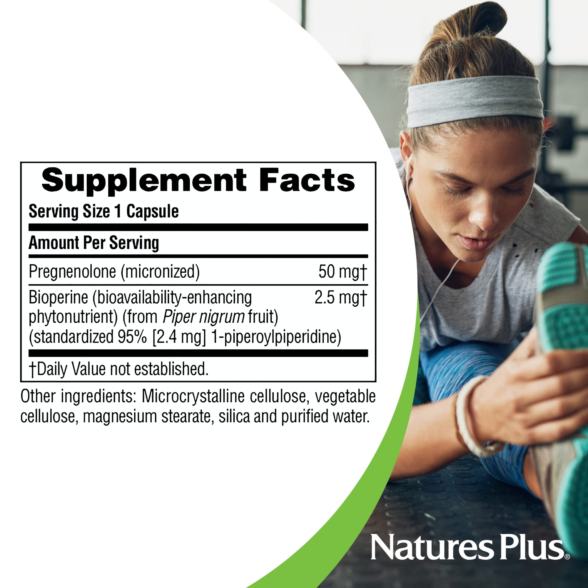 NaturesPlus Ultra Pregnenolone label details emphasizing hypoallergenic and gluten-free