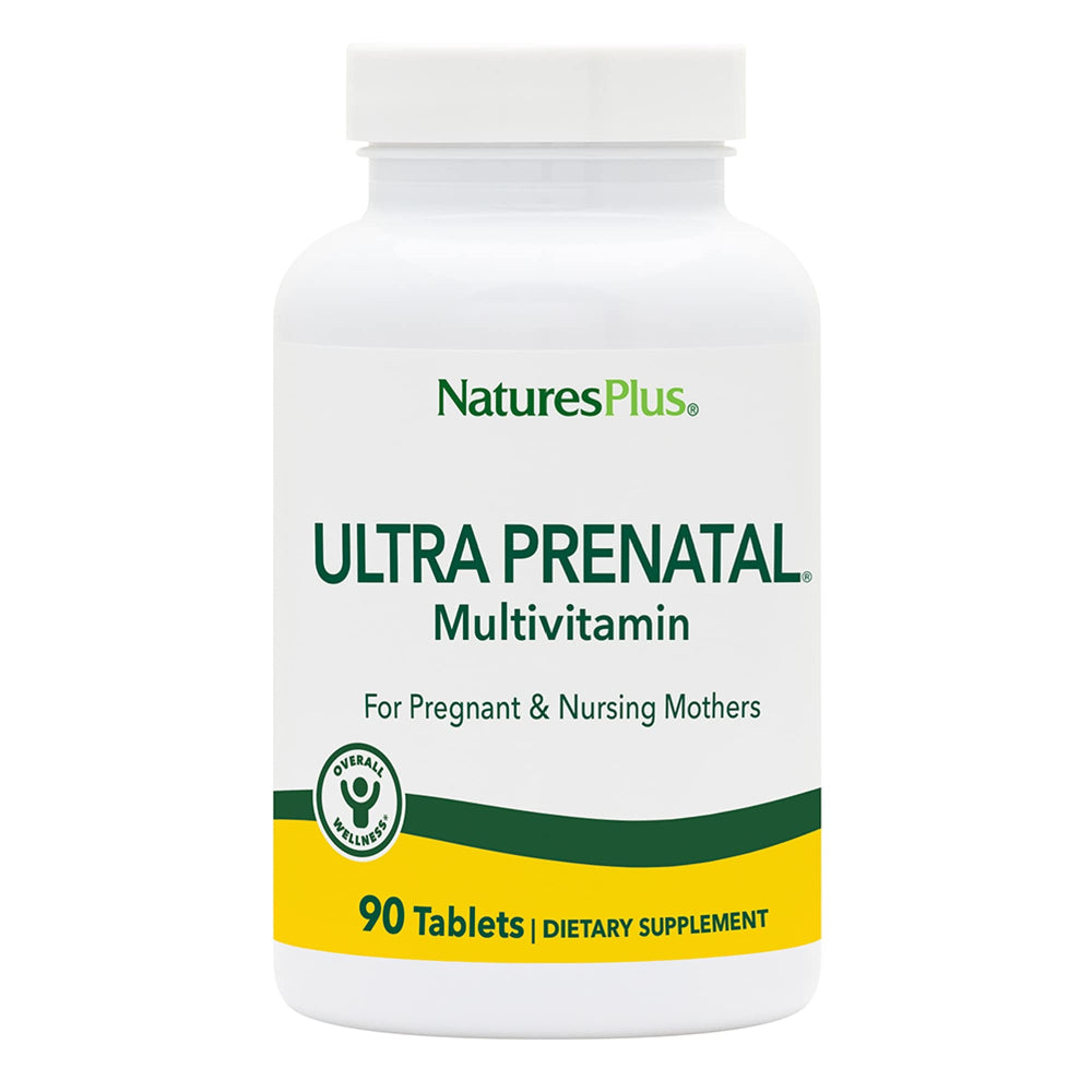 NaturesPlus Ultra Prenatal bottle front illustrates vitamin-rich nutrition for mom and baby