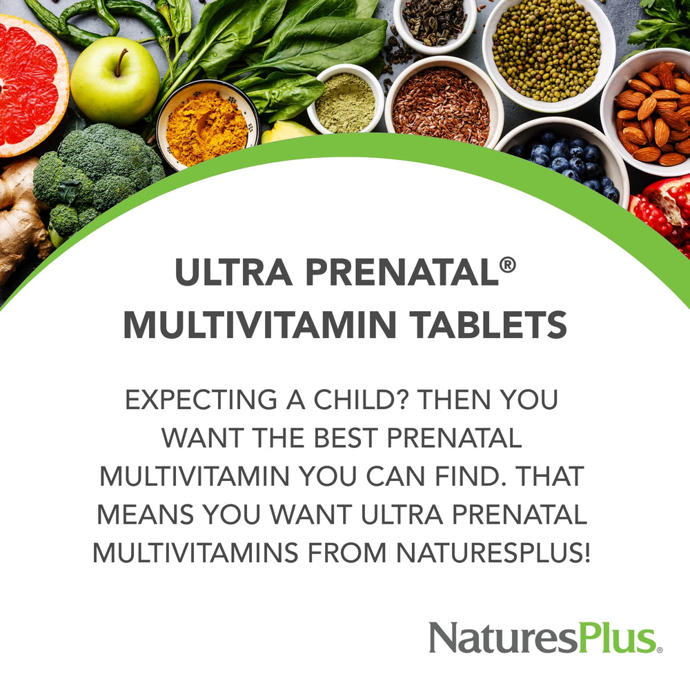 NaturesPlus Ultra Prenatal ingredients list emphasizes diverse, all-natural nutrients