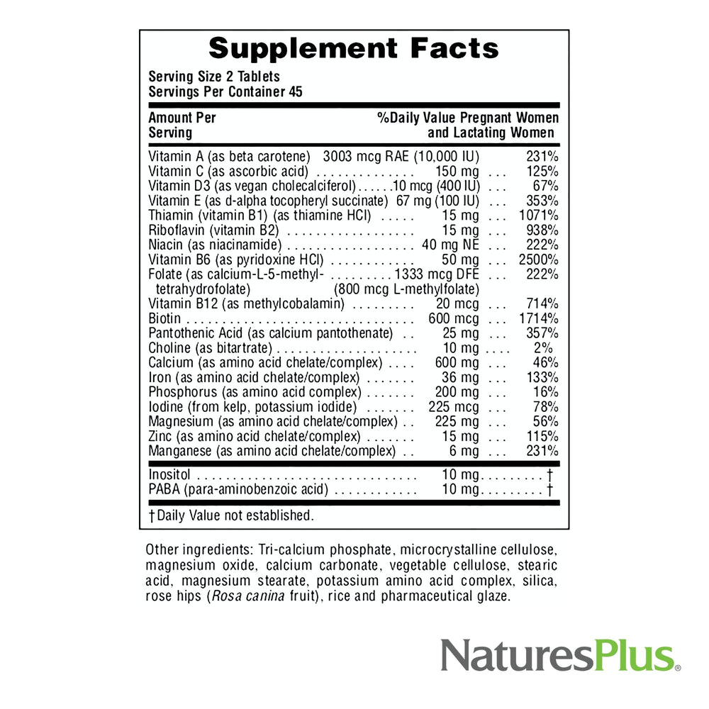 NaturesPlus Ultra Prenatal gluten-free packaging showcases pure, allergen-conscious vitamins