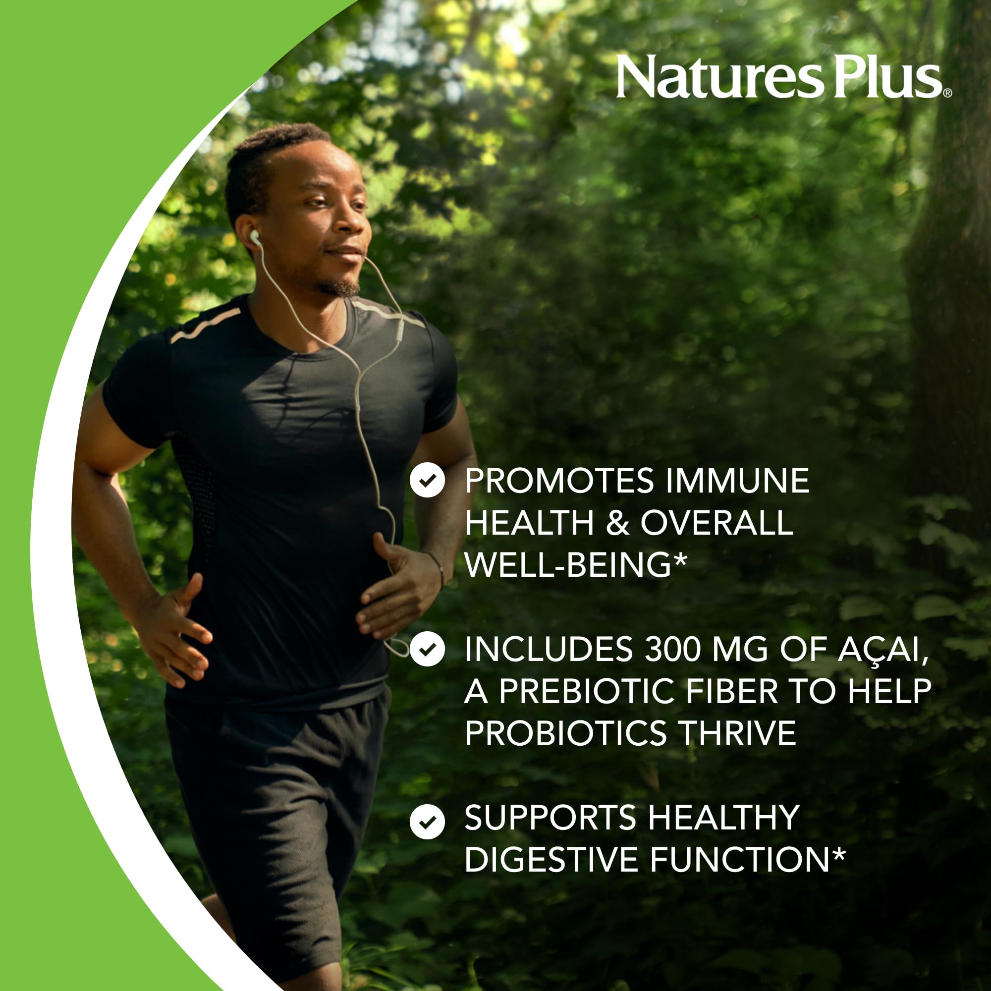 NaturesPlus Ultra Probiotics acai ingredient close-up illustrating prebiotic support