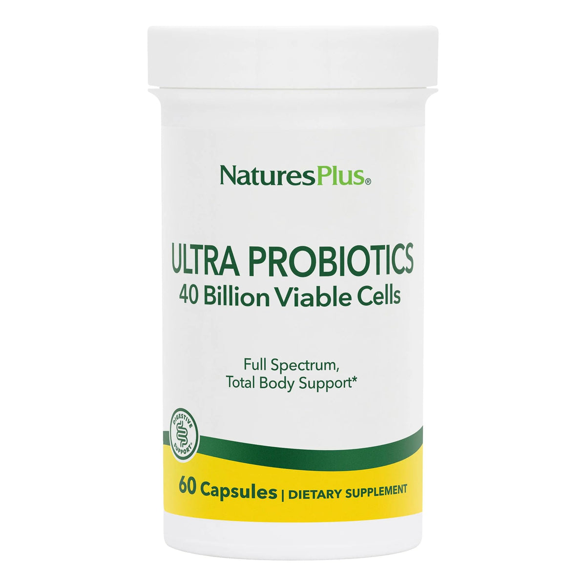 NaturesPlus Ultra Probiotics bottle front view for daily gut balance