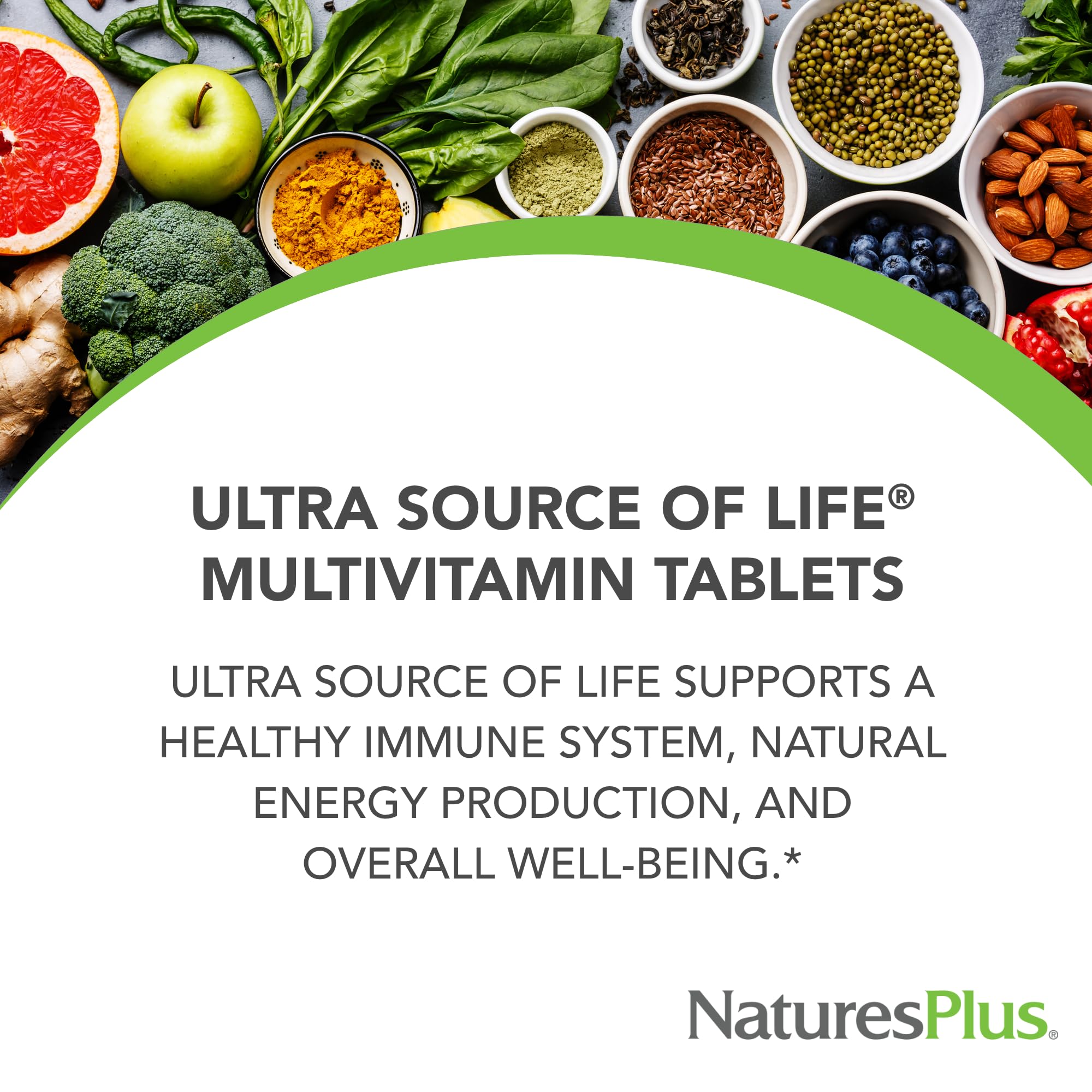 Nature's Plus Ultra Source of Life capsules indicate vegetarian, gluten-free formula.