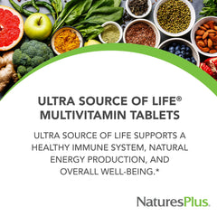 NaturesPlus Ultra Source of Life bottle label highlights lutein and vitamin D3