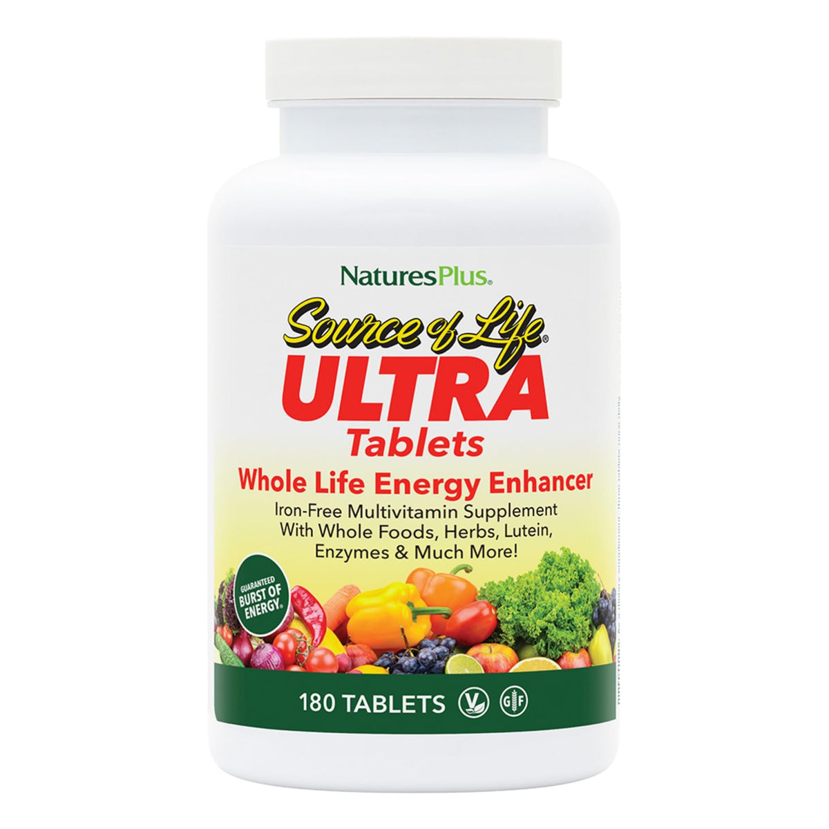 NaturesPlus Ultra Source of Life No-Iron bottle front for everyday energy support
