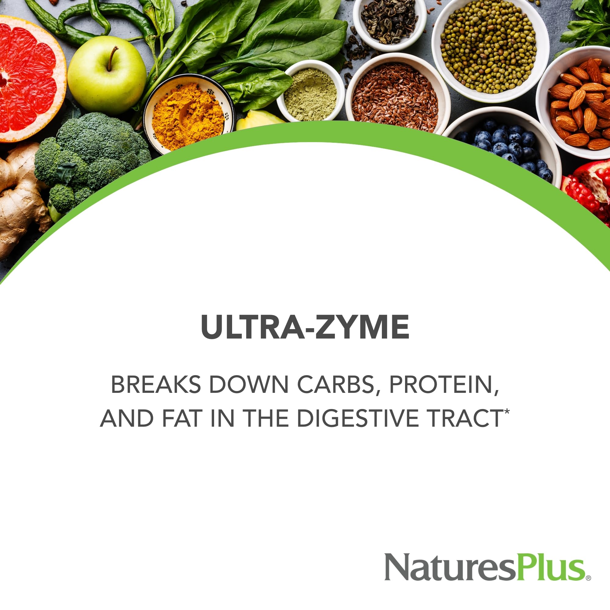 Close-up of Ultra-Zyme tablets illustrating easy-to-take enzyme supplement.