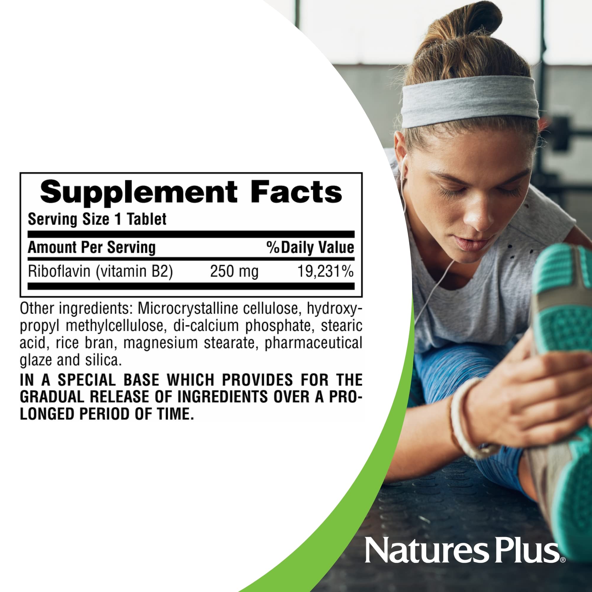 New look packaging for NaturesPlus Vitamin B2 bottle with same standards