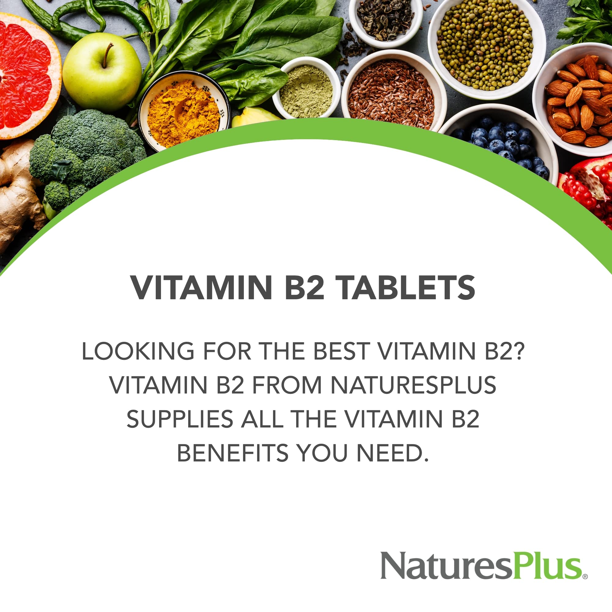 NaturesPlus Vitamin B2 label inner view shows riboflavin details.