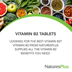 NaturesPlus Vitamin B2 label inner view shows riboflavin details.