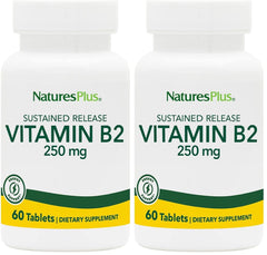NaturesPlus Vitamin B2 riboflavin bottle front promotes daily metabolism support
