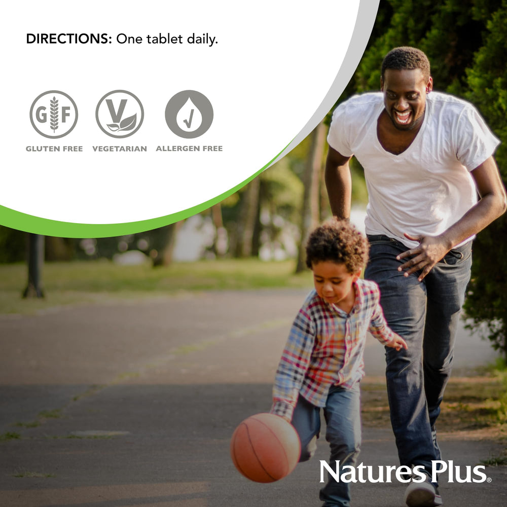 NaturesPlus Vitamin C tablet in hand for convenient daily dose