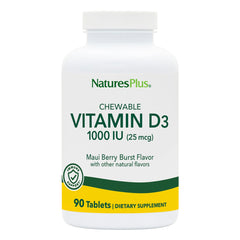 NaturesPlus Vitamin D3 Maui Berry Burst chewables bottle for daily bone support