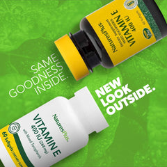 NaturesPlus Vitamin E 400 IU softgel pour shows smooth, easy-to-swallow capsules.