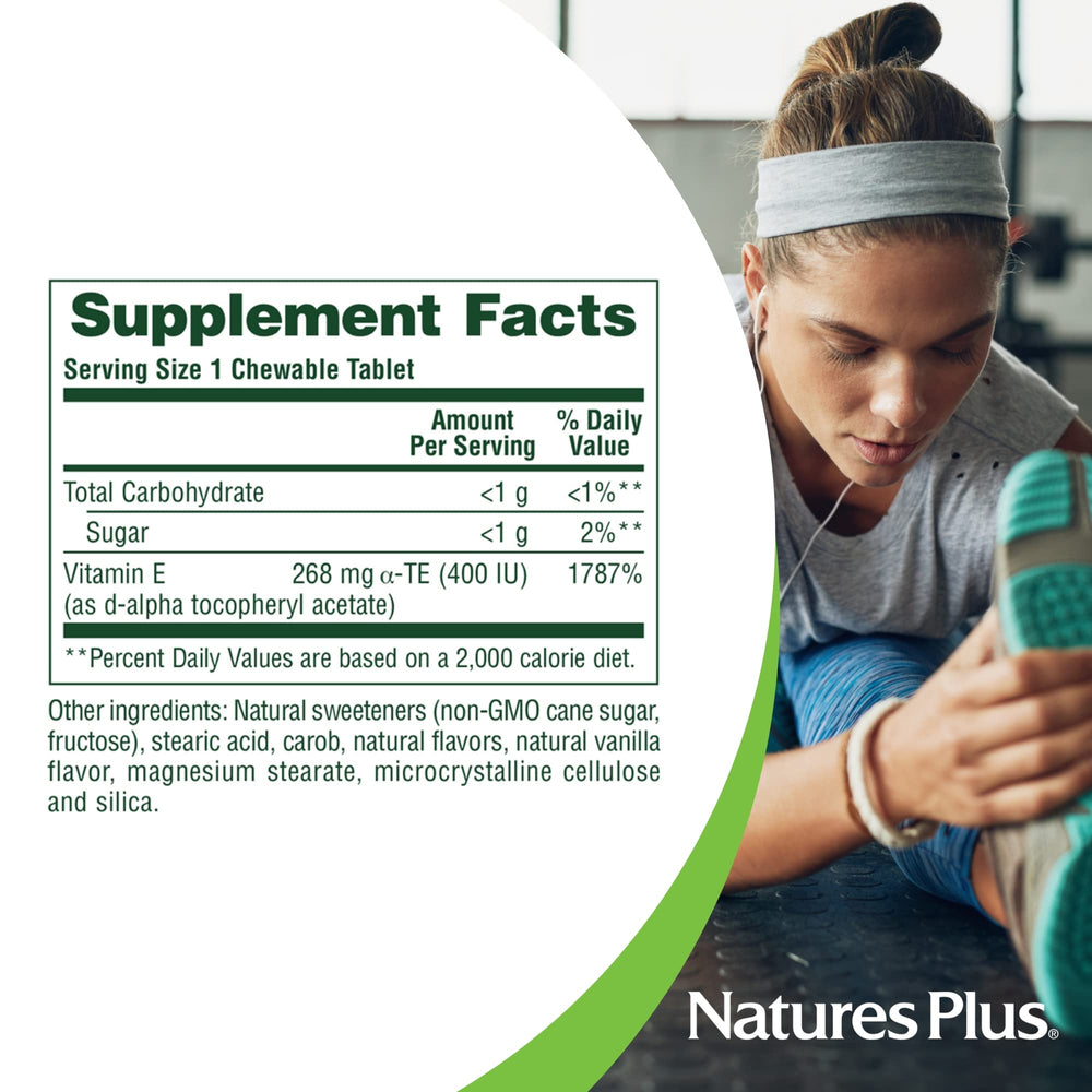 Vegetarian-friendly Vitamin E chewable in d-alpha tocopheryl acetate form