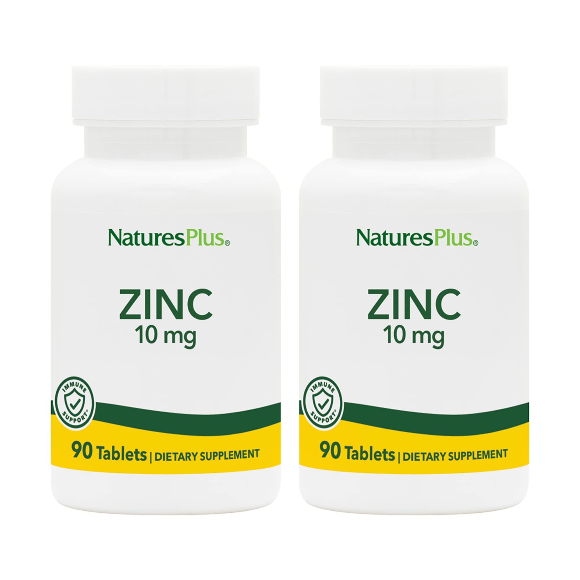 NaturesPlus Zinc 10 mg tablets front view highlighting product label and potential immune support