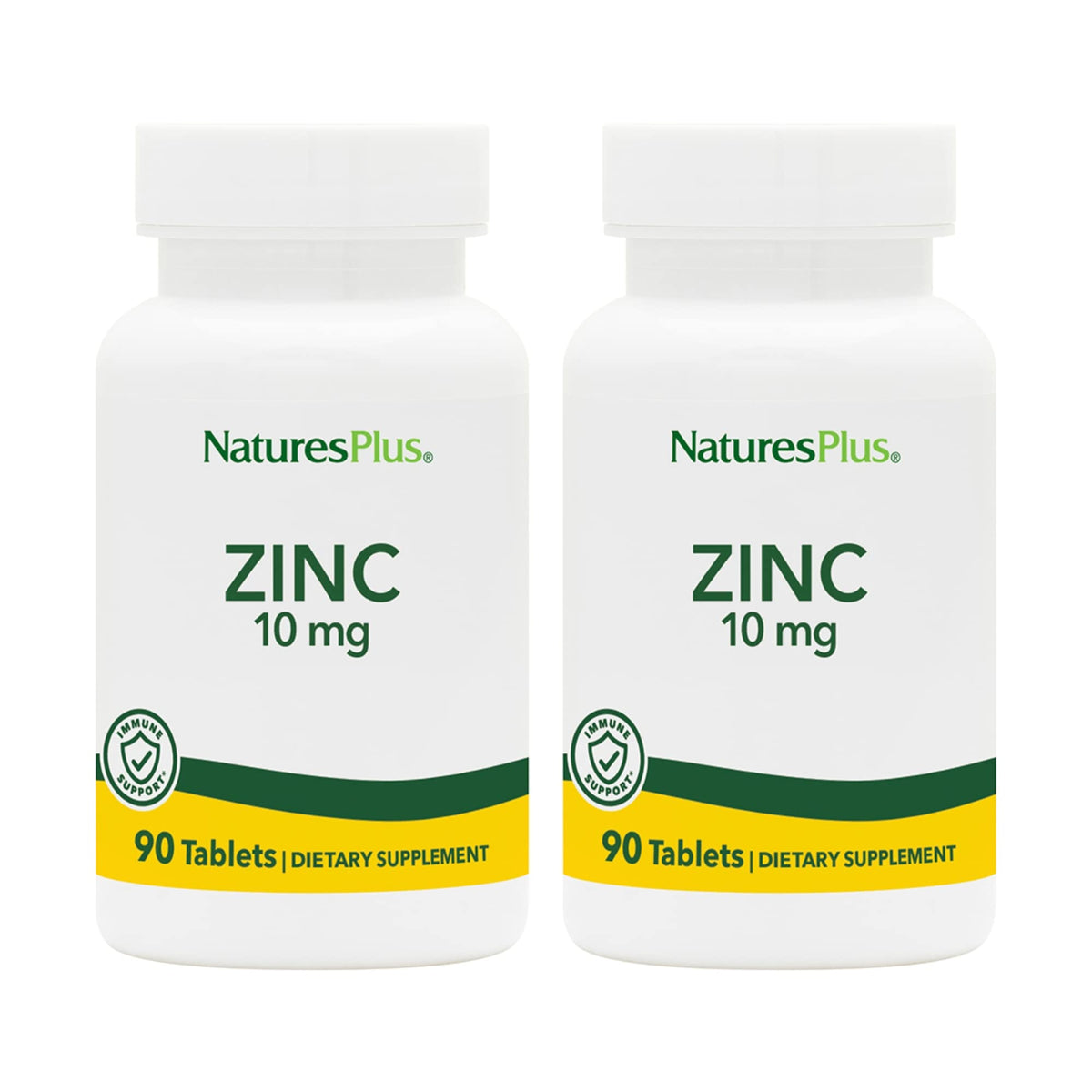 NaturesPlus Zinc 10 mg tablets front view highlighting product label and potential immune support