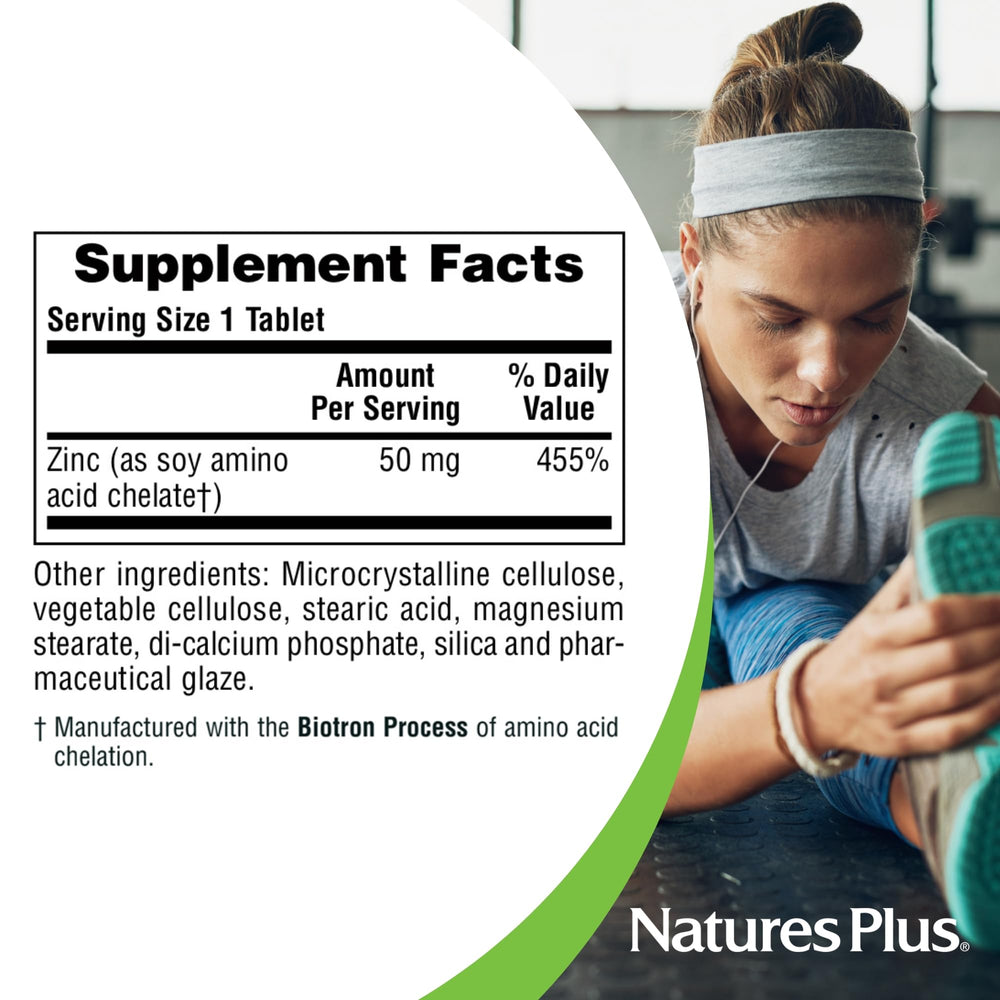 Pouring NaturesPlus Zinc 50 mg tablets into a hand for daily use