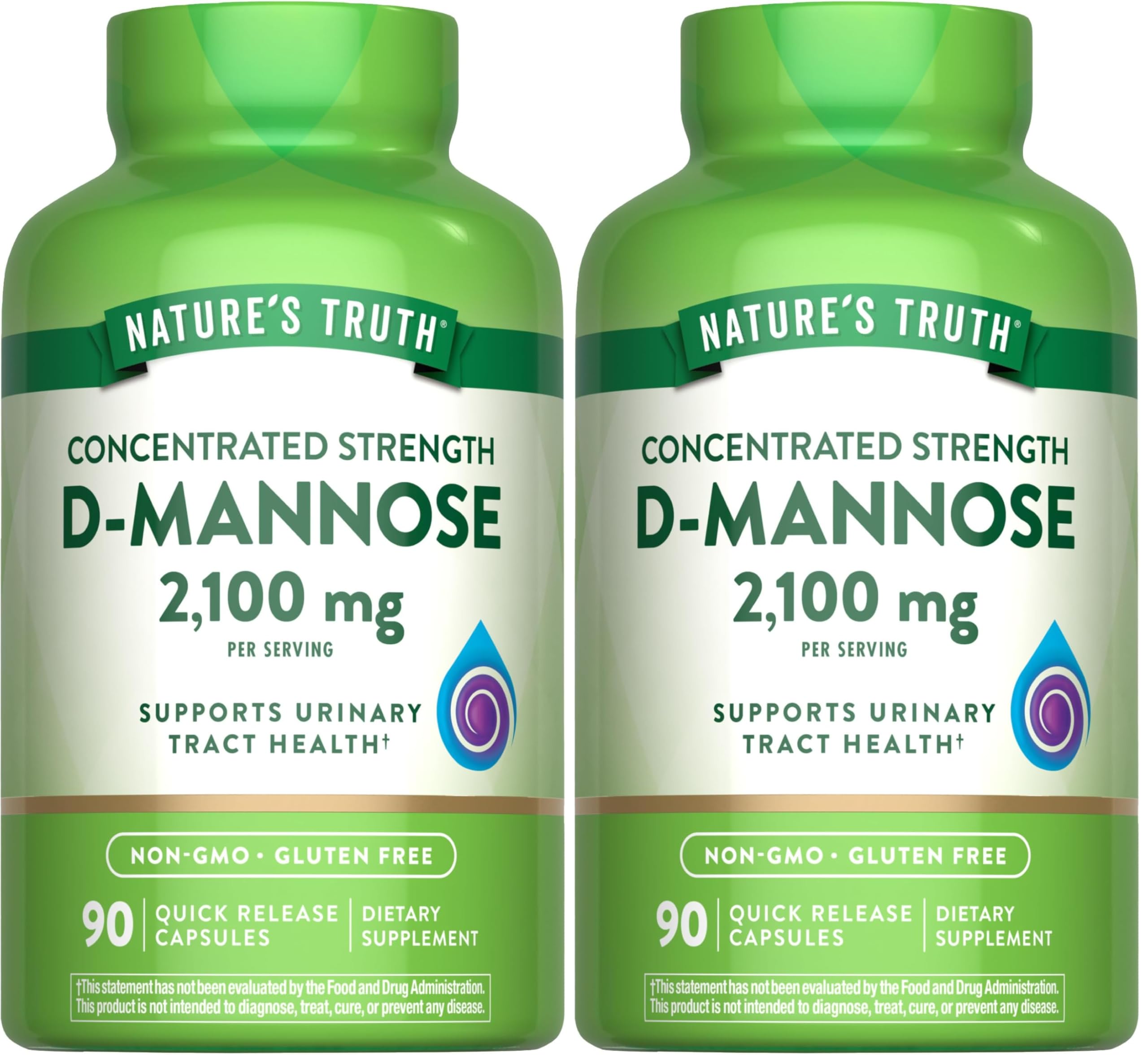 Nature's Truth D-Mannose bottle 2100mg — convenient daily supplement.