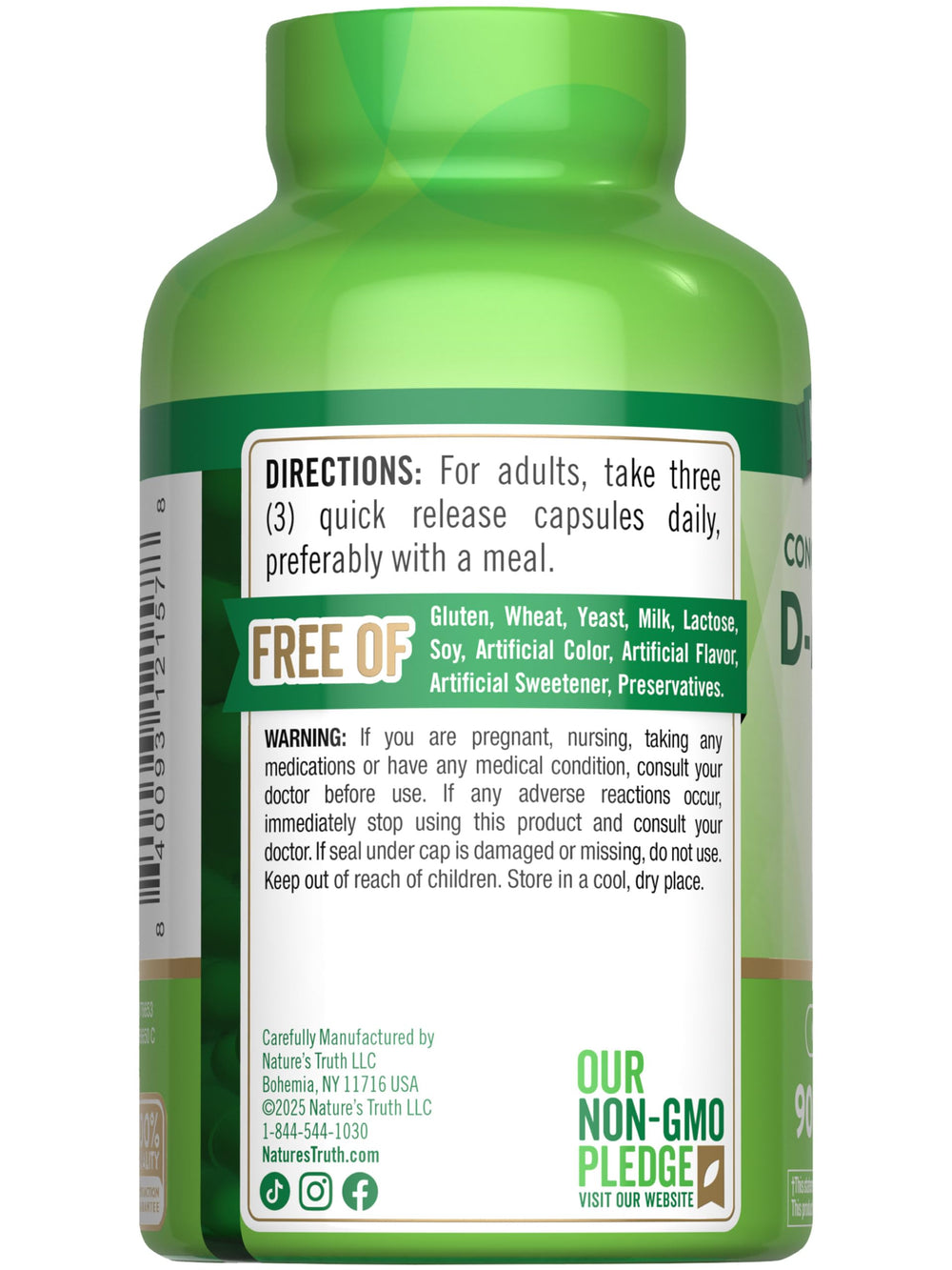 Nature's Truth D-Mannose quality seal — trusted three-generation vitamin innovators.