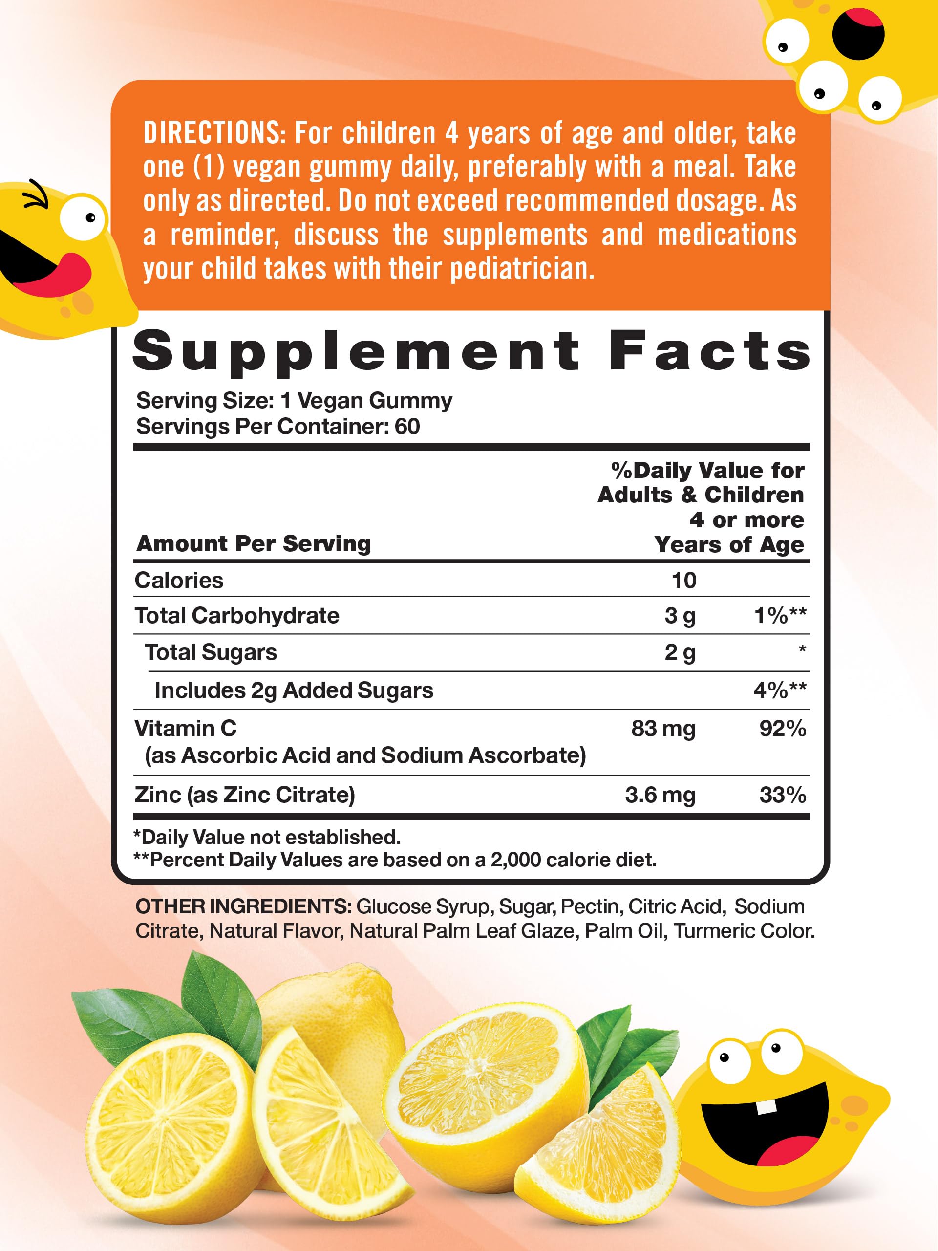 Nature's Truth Vitamin C Gummies for Kids bottle side highlighting label and ingredients.