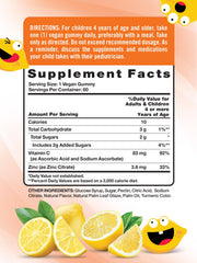 Nature's Truth Vitamin C Gummies for Kids bottle side highlighting label and ingredients.