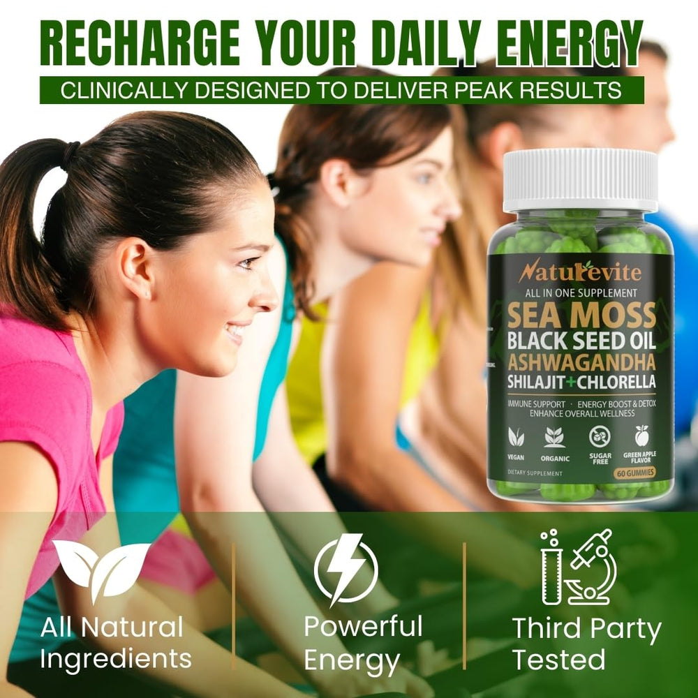 NatureVite Sea Moss Gummies texture showing chewy, enjoyable form for daily use.