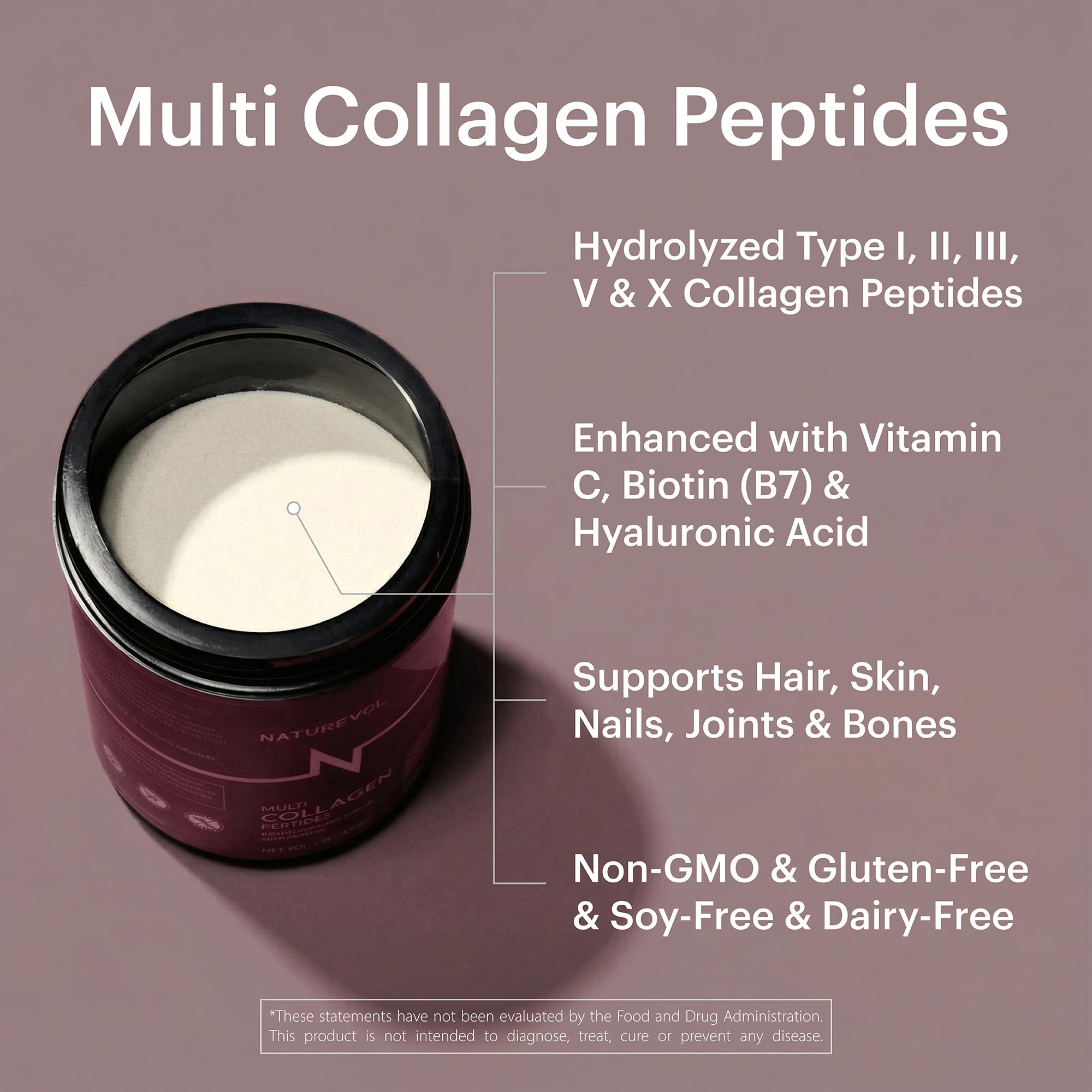NatureVol collagen powder dissolving in tea for hydration and ease