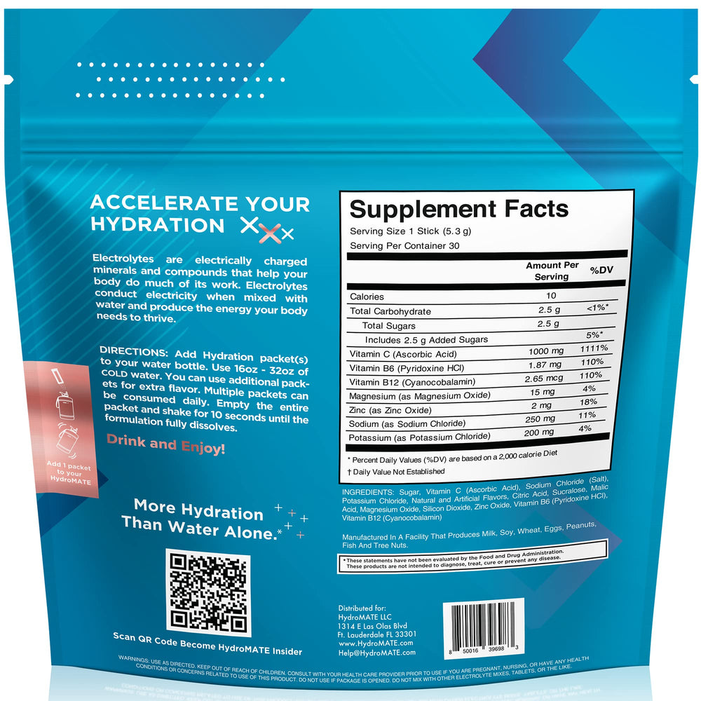 NatureWorks HydroMATE peach tea powder being mixed, showcasing convenient low-cal hydration.