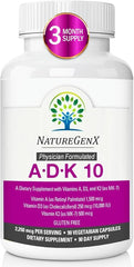 NatureGenX ADK10 bottle front highlighting high-potency A, D3 and K2 MK-7.