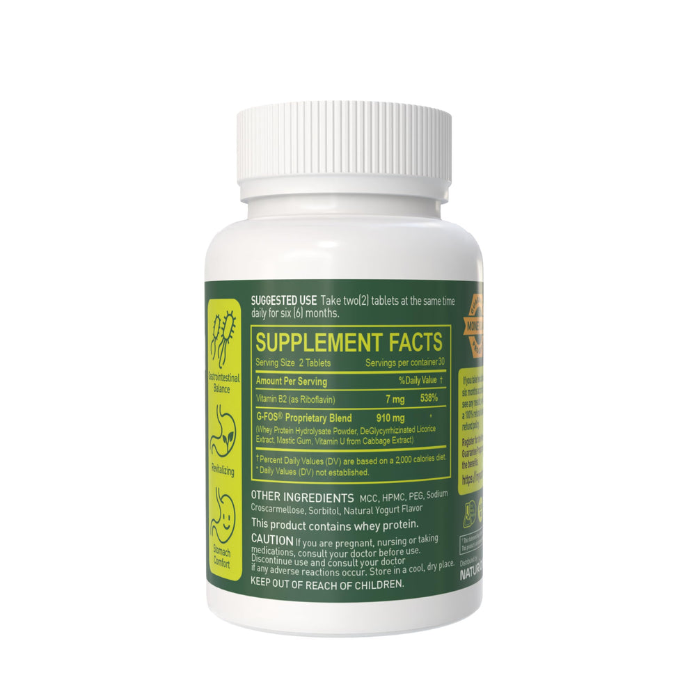 NATURION H. Pylori Support tablets ready for a simple two-tablet daily routine.