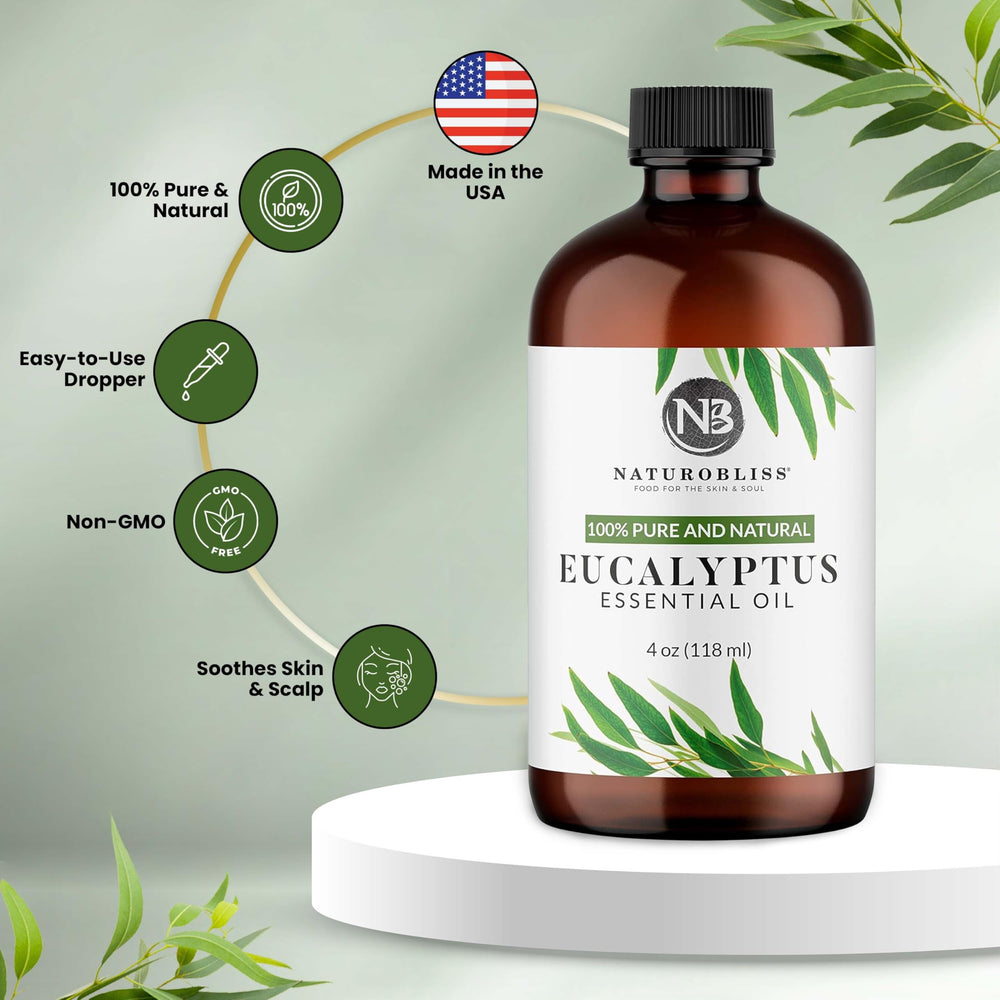 NaturoBliss eucalyptus oil skincare blend for gentle skin care.