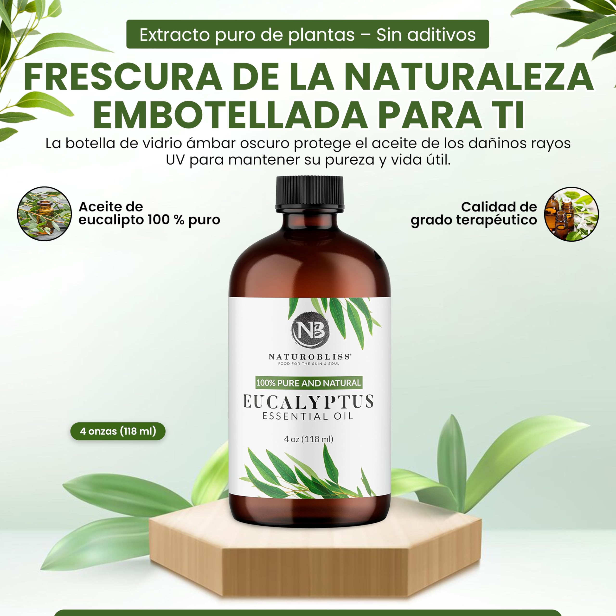 NaturoBliss eucalyptus oil used for massage to refresh the senses.