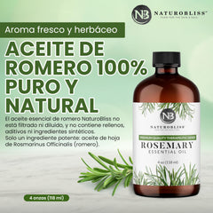 NaturoBliss rosemary oil label showing 100% pure formula