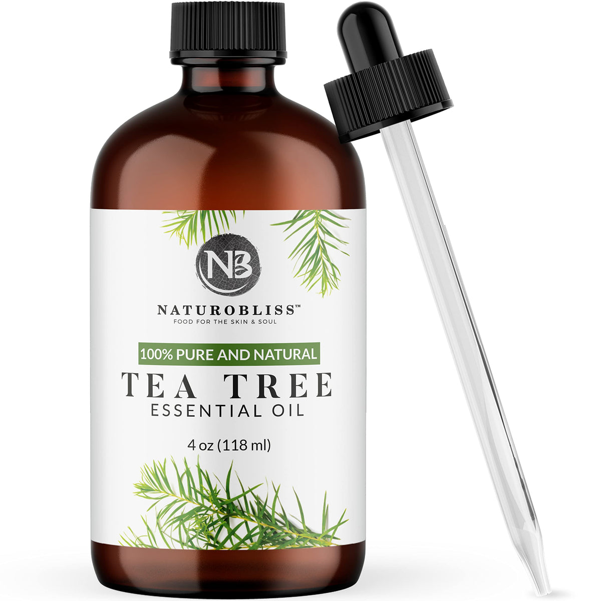 NaturoBliss Aceite Esencial de Árbol de Té en botella de cristal, aroma fresco para difusor